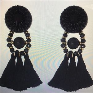 Black statement tassel earrings